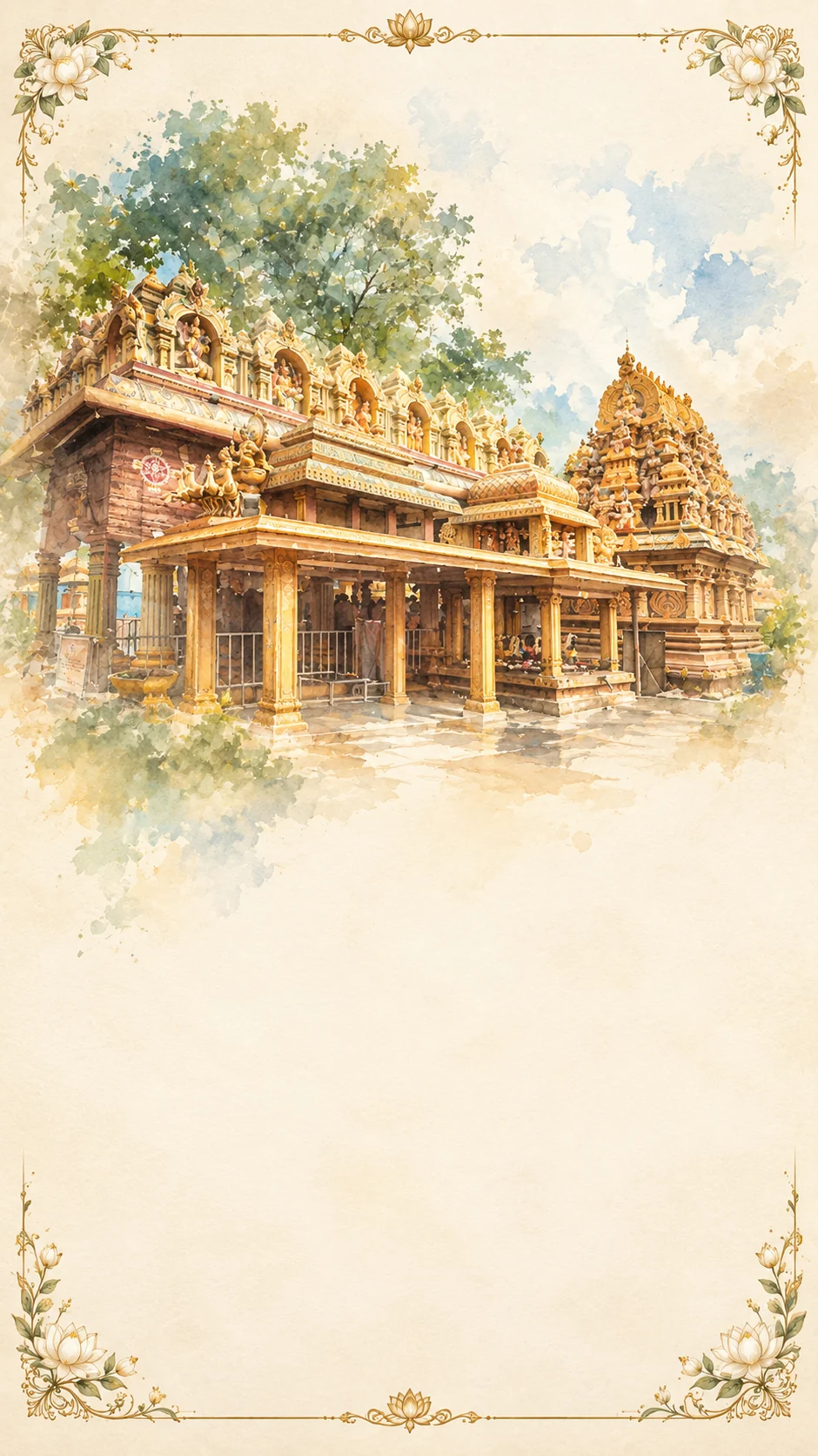 Watercolour of Sri Venkateshwara Maha Vishnu Moorthy Kovil, Dehiwala